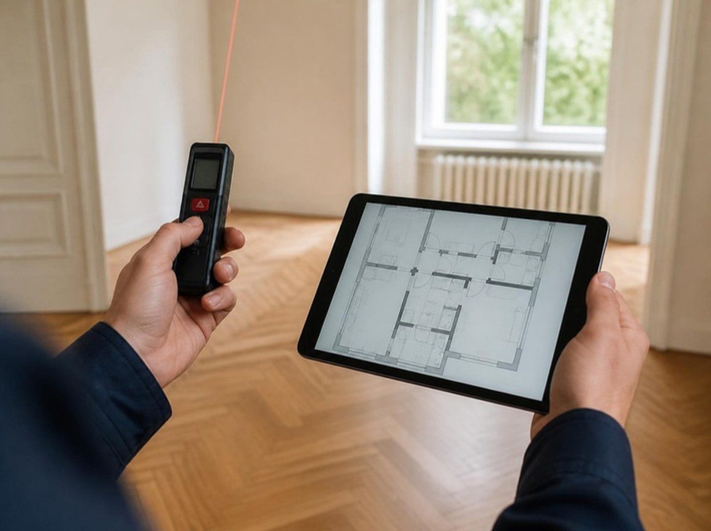 Rilievo di un immobile con distanziometro laser e planimetria sul tablet